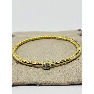 DAVID YURMAN Confetti Bangle Bracelet Diamonds 18K Yellow Gold  7.5” 2.6MM Wide